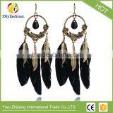 Hot Selling Bohemia Retro Black Gem Feather Earrings thumbnail-1