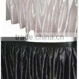 white and black satin table skirting for banquet and weddings