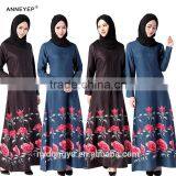 Women Flower e Hemp Muslim Dress/jnja Muslim Islamic Fashionable Abaya Kaftan Dresses/fancy dl Islamic Muslim Dress