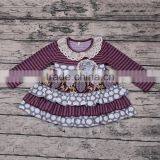 2017 New Style Fall/winter Boutique Girls Clothing Set Purple Stripes Dress and Pant Set in Stock Kids Clothes thumbnail-3
