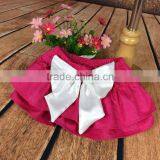 The Newest Design for Baby Girl Ruffle Raglan Elastic Pink Color Tutu Divided Skirt With Big Bowknot Plain Color Adorable Pants thumbnail-5