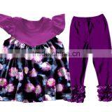 China Suppilers Summer Autumn Girls Clothing Sleeveless Ruffle Lace Printing Outfit thumbnail-3