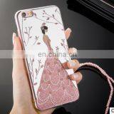 Wedding Dress Girl Design Shining Bling Crystal TPU+PC Phone Case IMD Mobile Accessories For IPhone 7 7 Plus thumbnail-1