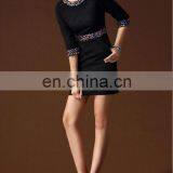 Beaded Woolen Dress Ladies Korean Dress New Fashion thumbnail-4