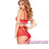 2017 New Arrival Ladies Red Sexy Underwire Cups Floral Lace Fishnet Lingerie thumbnail-2