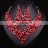 2017handmade Jewelry Set Leaf DesignsRoyal Bule Color Necklace for Weddinghinestone Earing for Bride thumbnail-2