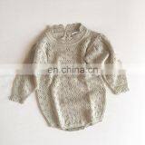 2020 Autumn and Winter the Same Baby Hollow Lace Cotton Knitted Jumpsuit Baby Bottoming Sweater Romper thumbnail-3