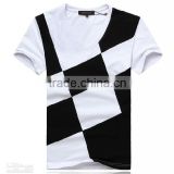 Black & white block T-shirt V-neck Standard Sports