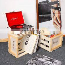 Wood Vinyl Stackable Record Album Shelf 50-70 Albums Record Storage Crate Retro Disc Box Cube thumbnail-4