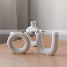 Новый креативный белый гидропонный ваз для свадебного декора, геометрический декоративный художественный керамический ваз для украшения дома thumbnail-5