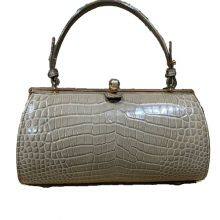 European And American Casual Cylindrical Handbag Horizontal Barrel-Shaped Leather Shoulder Bag Crocodile Leather Diagonal Bag Women thumbnail-5