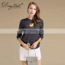 Patchwork Pattern Winter Pullover 100% Cashmere Crew Neck Women Knitwear Sweater thumbnail-4