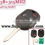 Best Price 80-Bit 4D-63 3 Button Remote Head Key for Ford thumbnail-1
