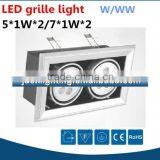 Modern High Power Recessed Mounted Led Ceiling Spotlight 14 Watts, 2x7W Led Office Grille Light 2x5W 10W