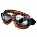 BJ-GT-008 Super Light Weight Brown Leather Tea Lens Motocross Goggles Custom thumbnail-3