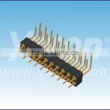 China 2.54mm Pitch Right Angle Single Layer Dual Row Machined Pin Header Connector