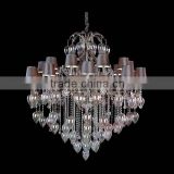 fabric shade indoor chandelier pendant with glass ball for home lobby decoration