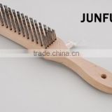 wooden handle schima superba wood brush stainless steel wire brush