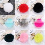 8cm Fur Pom Pom Keychain Rabbit Fur Ball Silver Keychain thumbnail-1