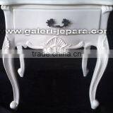 Finished Furniture - Bedside with White Lacquer Finish Color - Nighstand 1 Drawer with Top Mahogany