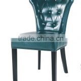 Bonded leather dinner chair with buttons and copper nails,Rubber wood legs,TB-7451B