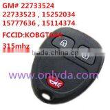 Top Sale for Buick 2+1 Button Remote Key With FCCID KOBGT04A-315mhz