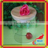 Glass Jar Wooden Bamboo Cap With Wood Cap for Food Tea, Glass Storage Jar fo Rfood Stock With Cork Lid thumbnail-3