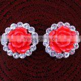 Floral Patterned Diamond Rhinestones With Chiffon Flower DIY Hair Accessories thumbnail-5