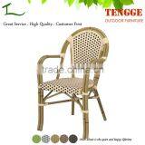 Stackable ArmChair Aluminum Frame Bamboo Looking Rattan Chair thumbnail-1
