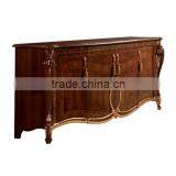 Luxury Solid Wood Wooden and Golden Color Three Door Wine Cabinet/Living Room Classic Display Cabinet(MOQ=1 SET) thumbnail-3