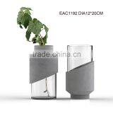 Wholesale Cheap Natural Concrete Cement Tall Decoration Crystal Glass Flower Vase thumbnail-1