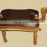 Classic Style Camel Shape Wooden Stool Chair Leather Step thumbnail-1