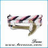 Customized Braided Leather Stainless Steel Hook Anchor Bracelet thumbnail-6