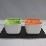 2pcs Ceramic Bowl Set Colorful Square Porcelain Snack Tray thumbnail-1