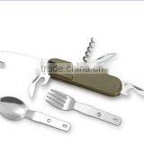 Outdoor Travel Portable Folding Camping Tools Picnic Fork/Spoon/Knife Set Bottle Opener Outdoor Tableware