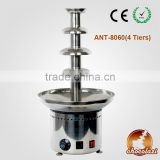 CHOCOLAZI ANT-8060 CE&RoHS Auger 4 tiers party chocolate fountains high grade stainless steel commercial kitchen equipment