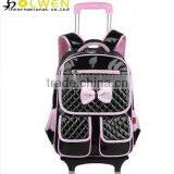 2015 Top quality detachable PU leather school trolley backpack for girls