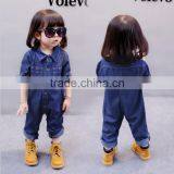 Factory Price Overalls Dark Blue Maxi Denim Jumpsuit for Girl thumbnail-1
