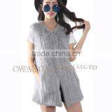 CX-G-B-184 New Fashion Knitted Women Grey Rabbit Fur Alpaca Fur Vest thumbnail-4