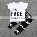 S17487A 2017 New Arrival Summer Baby Boy's Clothes Letter Printed Shirt + Pants 2 Pcs Set thumbnail-3