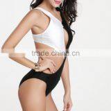 M886 Runwaylover2016 Ladies Black White Color Matching One Piece Bikini Swimwear thumbnail-3