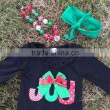 2-7t Winter Christmas Girl "JOY" Dress Children Long-sleeved Ruffle Clothing Kids Girl Christmas Party Costumes Xmas Gift thumbnail-2