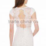 Sexy v Neck Cap Sleeve Cap Lace Dress for Lady thumbnail-4