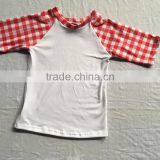 2017 Summer Baby Girls Cute Clothes Kids Girls Beautiful Grid Raglan T-shirt Toddler Girls Short Sleeves Shirts thumbnail-1