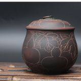 Nixing Pottery Vintage Tea Caddy Handmade Clay Tea Canister thumbnail-1