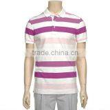 OEM Fashion Pink and White Striped Men Polo t Shirt / Mens Polo Collar Striped t Shirt T13325 thumbnail-1