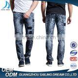 2017 New Style Navy Blue Snow Dirty Wash Slim Fit Mens Jeans Pants thumbnail-2