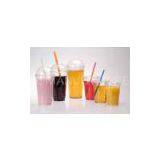 Clear Disposable Plastic Bubble Tea Cups , Smoothie Cups 700ml 22oz