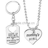 Fashion DIY Keychain and Necklace Heart Gift New Mommy Daddy Mother Father's Day