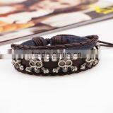 XP-LB-2141 Best Price Nail Rivet Skull Leather Bracelet thumbnail-4